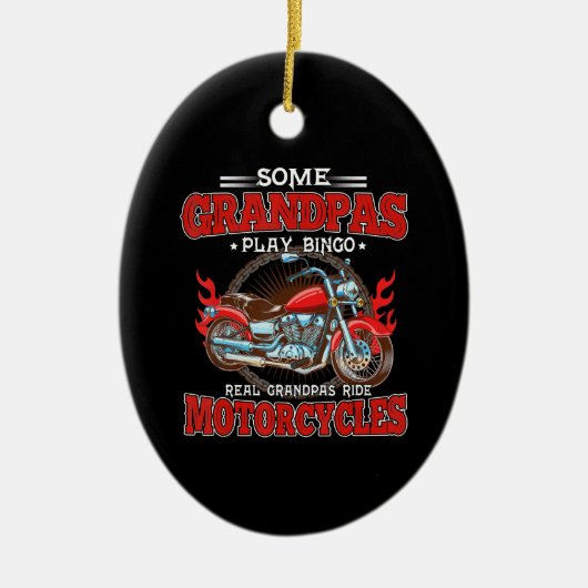 実在Grandpas Ride Motorcycles Motorbike Lover セラミックオーナメント (正面)