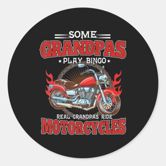 実在Grandpas Ride Motorcycles Motorbike Lover ラウンドシール (正面)