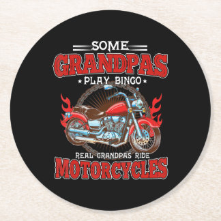 実在Grandpas Ride Motorcycles Motorbike Lover ラウンドペーパーコースター
