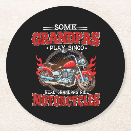 実在Grandpas Ride Motorcycles Motorbike Lover ラウンドペーパーコースター (正面)
