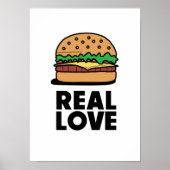 「実在LOVE」バおもしろいーガーファストフード好きポスター ポスター (正面)