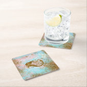 実在Mermaid Life-グリッター金ゴールドMermaid スクエアペーパーコースター (インサイチュ)