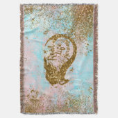実在Mermaid Life-グリッター金ゴールドMermaid スローブランケット (正面縦)