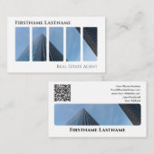 実在QRコード事務モダン建物 名刺 (正面/裏面)