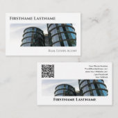 実在QRコード事務モダン建物 名刺 (正面/裏面)