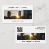 実在QRコード事務モダン建物 名刺 (正面/裏面)