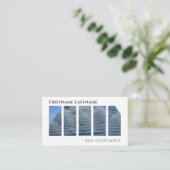 実在QRコード事務モダン建物 名刺 (スタンド正面)