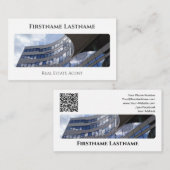 実在QRコード事務モダン建物 名刺 (正面/裏面)