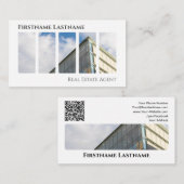 実在QRコード事務モダン建物 名刺 (正面/裏面)