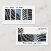 実在QRコード事務モダン建物 名刺 (正面/裏面)