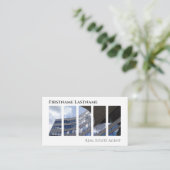 実在QRコード事務モダン建物 名刺 (スタンド正面)