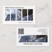 実在QRコード事務モダン建物 名刺 (正面/裏面)