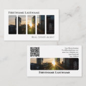 実在QRコード事務モダン建物 名刺 (正面/裏面)