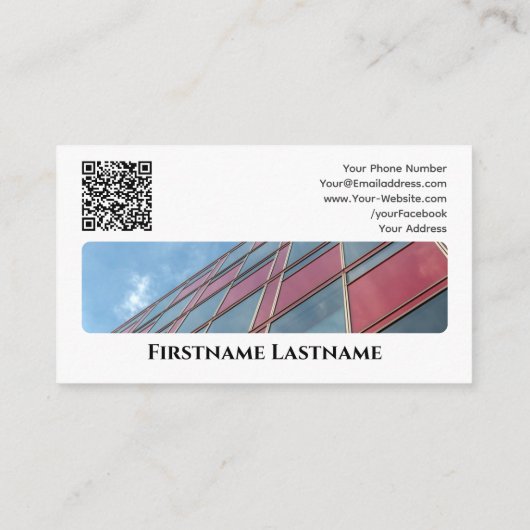実在QRコード事務モダン建物 名刺 (裏面)