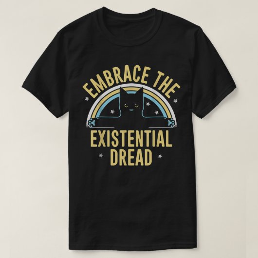 実存の恐怖を愛する猫の飼い主 Tシャツ (デザイン正面)