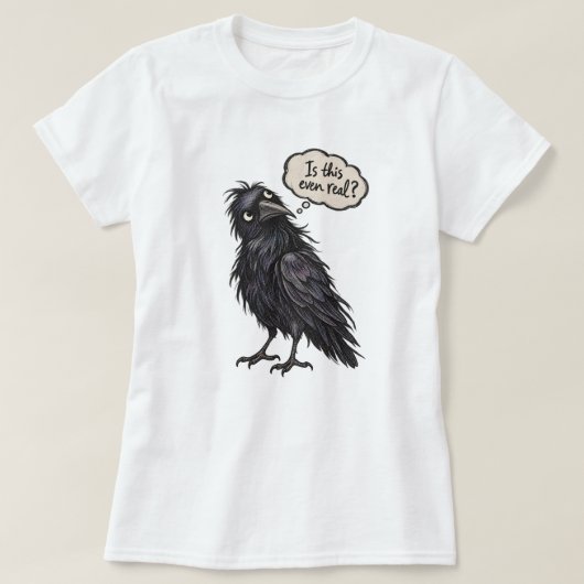 実存主義の危機 面白いワタリガラス Tシャツ (デザイン正面)