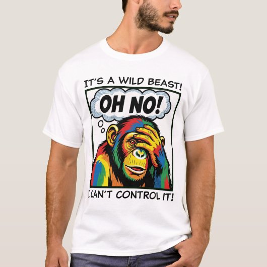 実存主義チンパンジー: 深刻な霊長類の顔Tシャツ Tシャツ (正面)