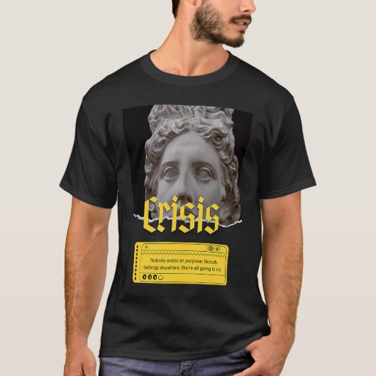 実存主義危機哲学引用文 Tシャツ (正面)