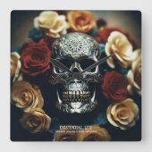 実存性ライトリーススカル壁時計 スクエア壁時計 (正面)