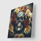 実存性ライトリーススカル壁時計 スクエア壁時計 (傾斜)