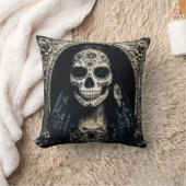 実存性ライトヴィンテージ女性スカルポートレート4 クッション (ブランケット)