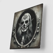 実存性ライトヴィンテージ女性スカルポートレート5 スクエア壁時計 (傾斜)