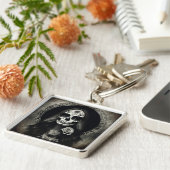 実存性ライトヴィンテージ女性スカル2 キーホルダー (側面)