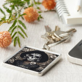 実存性ライトヴィンテージ女性スカル3 キーホルダー (側面)