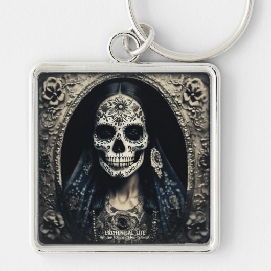 実存性ライトヴィンテージ女性スカル4 キーホルダー (正面)