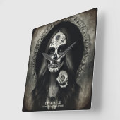 実存性ライトヴィンテージ雌スカルポートレート2c スクエア壁時計 (傾斜)