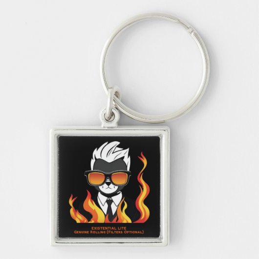 実存性ライト漫画猫 キーホルダー (正面)