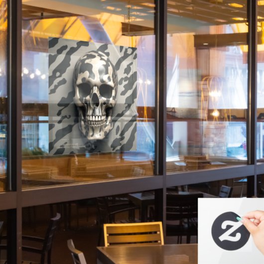 実存性LITEメメントモリ迷彩柄スカル ウィンドウサイン (レストラン窓)