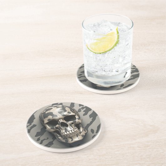 実存性LITEメメントモリ迷彩柄スカル コースター (側面)