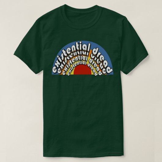 実存恐怖感レトロヴィンテージレインボー Tシャツ (デザイン正面)