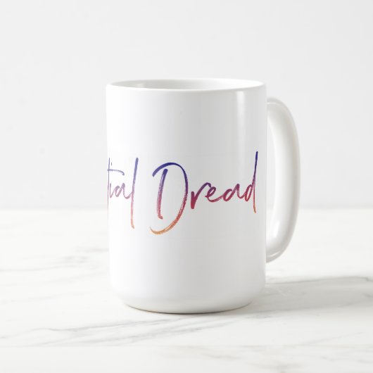 実存恐怖感 – 白マグラフ コーヒーマグカップ (正面右)