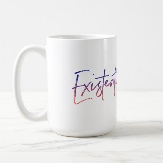 実存恐怖感 – 白マグラフ コーヒーマグカップ (左)