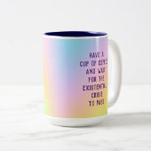 「実存的危機が去るのを待つ」2つのトーン ツートーンマグカップ (正面右)