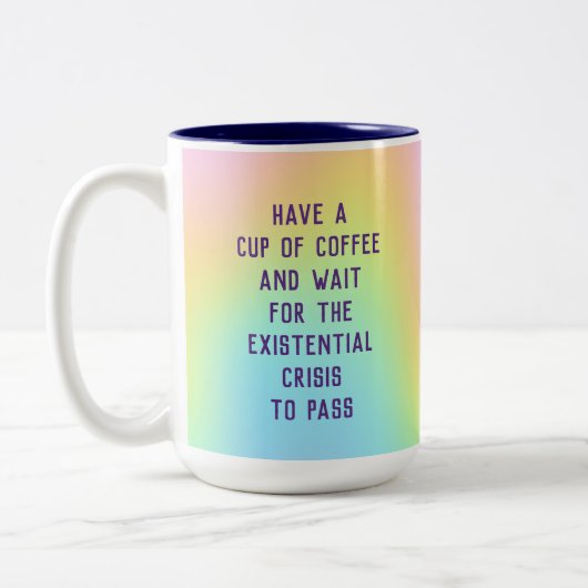 「実存的危機が去るのを待つ」2つのトーン ツートーンマグカップ (左)
