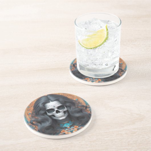 実存的LITEメメントモリフェムスカルラウンド コースター (側面)