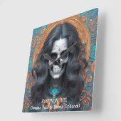 実存的LITEメメントモリフェムスカル スクエア壁時計 (傾斜)