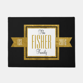 実家確立された年の金ゴールドおよび黒 ドアマット