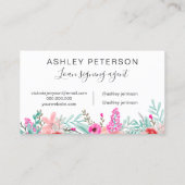 実業家のためのスタイリッシュな名刺 ミントピンクの花束 名刺 (裏面)