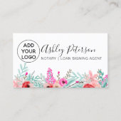 実業家のためのスタイリッシュな名刺 ミントピンクの花束 名刺 (正面)