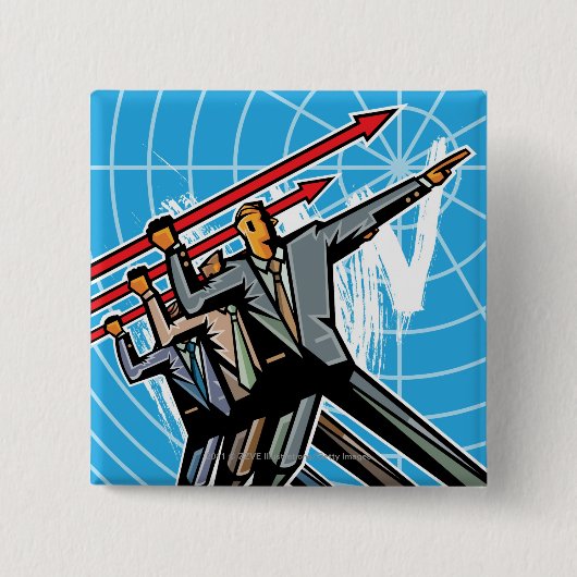 実業家の投げる矢の印 缶バッジ (正面)