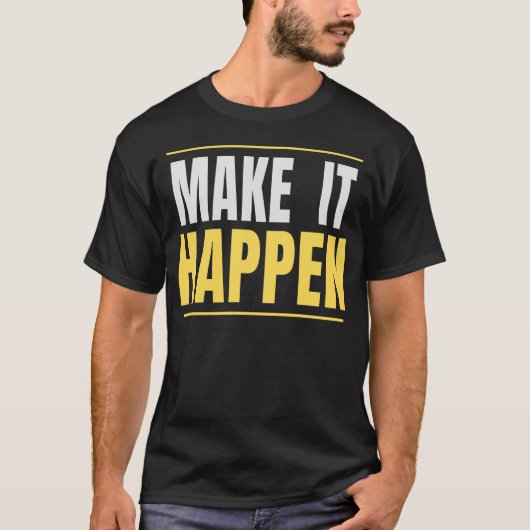 実現せよ モチベーション タイポグラフィー 引用 Tシャツ (正面)