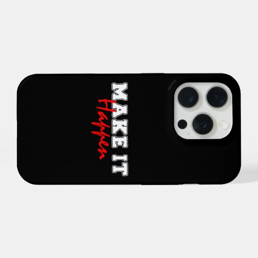 実現せよ - 真っ赤なモチベーショナル・クォートデザイン iPhoneケース (裏面横)