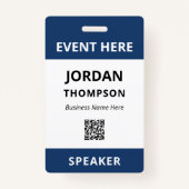 実用シンプルダークブルーQRコードイベントID バッジ (正面)