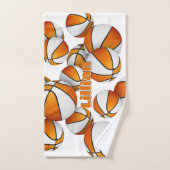 実用的なスポーツギフトオレンジ色の白いバスケットボール ハンドタオル (ハンドタオル)