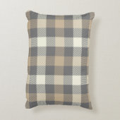 実用的な素朴なギンガムタータンチェック格子灰色の国 アクセントクッション (裏面(縦))