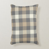 実用的な素朴なギンガムタータンチェック格子灰色の国 アクセントクッション (正面(垂直))